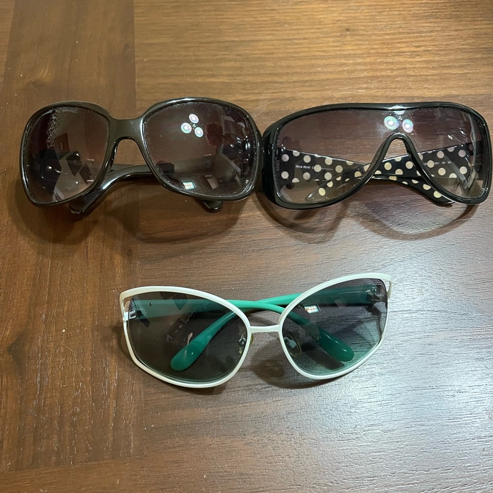 3pair of sunglasses, Fendi, Miu Miu & Marc Jacobs